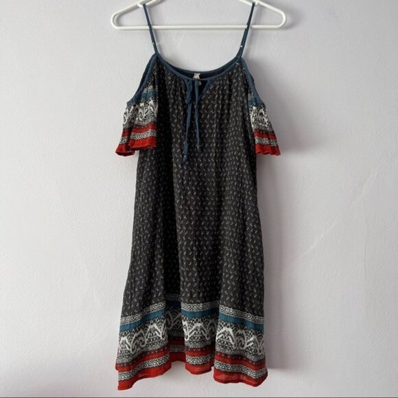 🍉 Free People Off Shoulder Flutter Sleeves Boho Slip Dress Small - Picture 2 of 15
